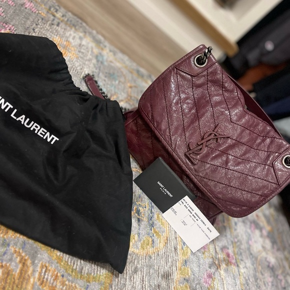 Saint Laurent Burgundy Shoulder Bag - Picture 1 of 7